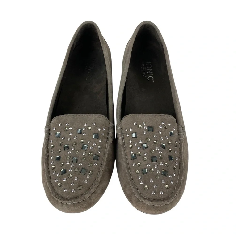 Vionic Athens Loafers Slip on Moccasins Taupe Gray Leather Women’s Size 7.5 - Picture 4 of 13